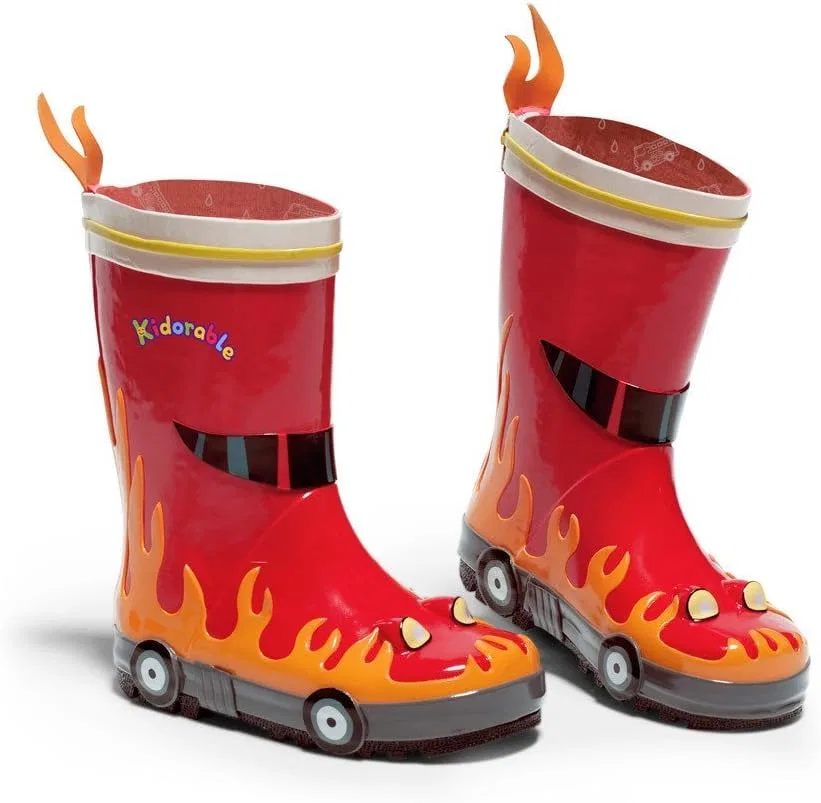 Детские сапоги резиновые с принтом Red Fireman Kidorable, Red