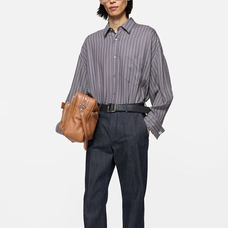 Мужская рубашка с отложным воротником прямого кроя Purple/Light Purple Acne Studios — фото 4