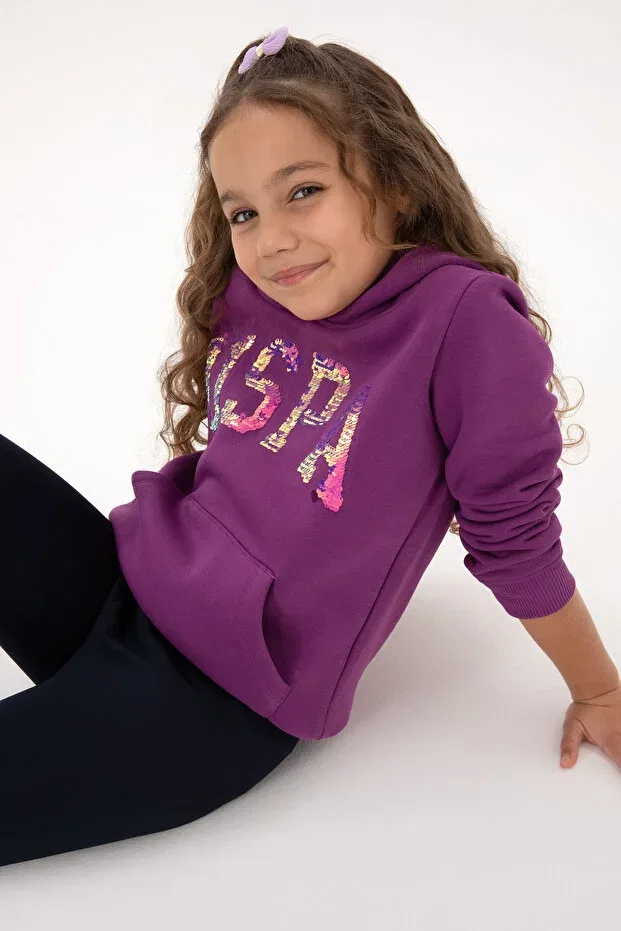 Детское худи для девочек с длинным рукавом U.S. Polo Assn., Violet