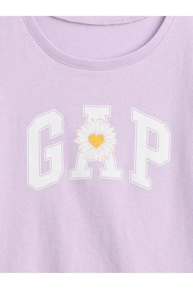 Детская футболка для девочек с принтом Baby Girl Lilac Baby Logo T-Shirt Gap, Lila-001 — фото 2
