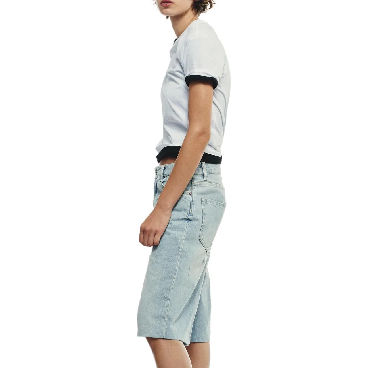 Женские джинсовые шорты с рваным эффектом Blue ZARA, Blue — фото 4