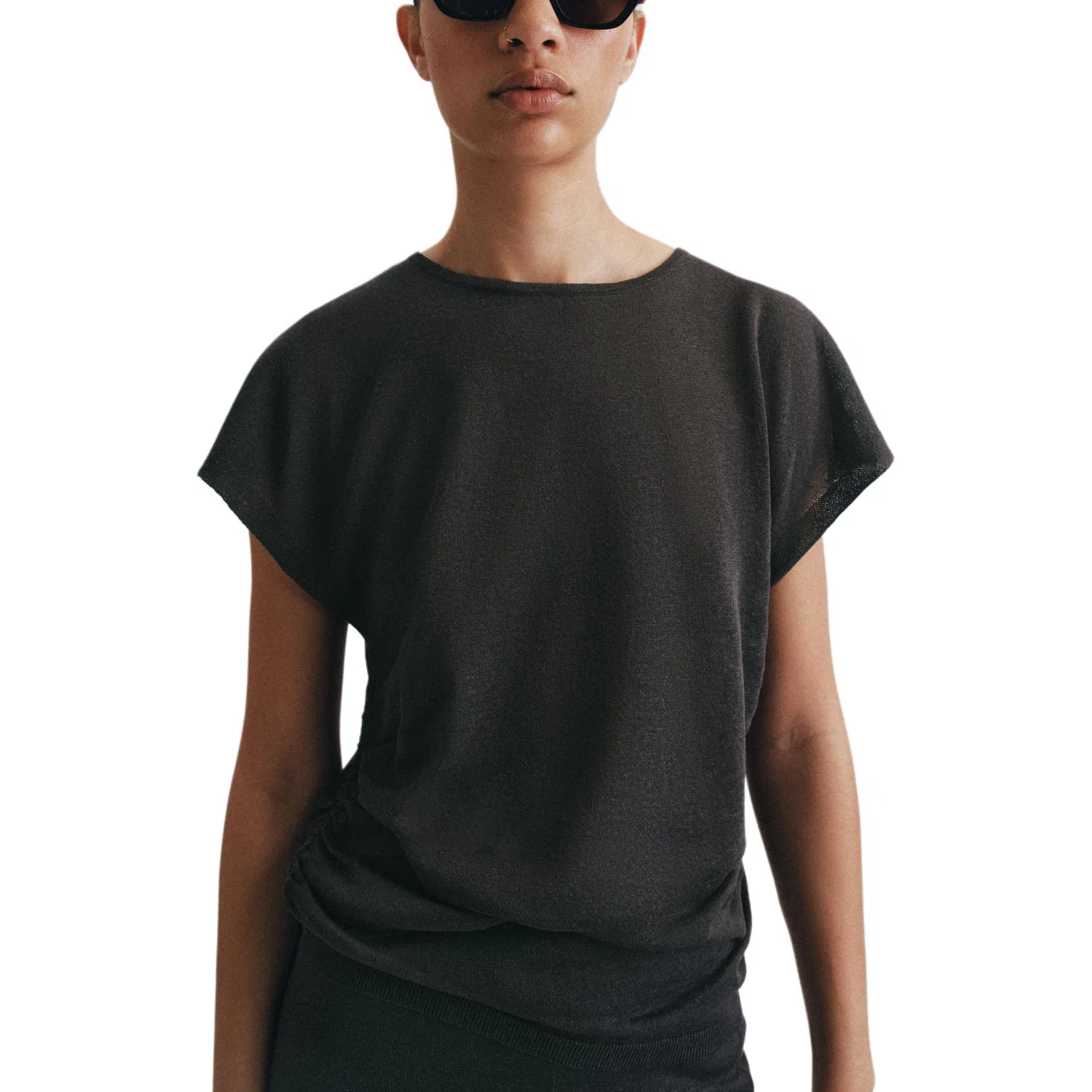 Женский свитер с круглым вырезом Deep Sea Blue ZARA, Deep Sea Blue — фото 4