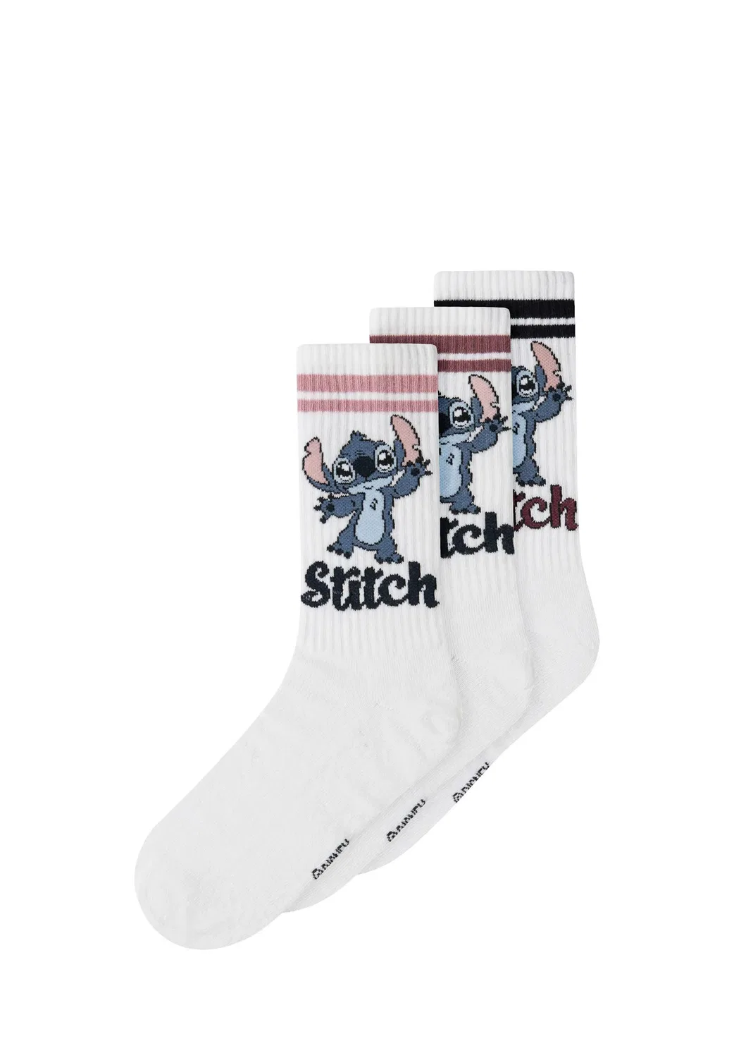 Nkfadis stitch tennis 3p sock wdi - socks Name It, Bright White Pack X Black Xwild Ginger Xlilas