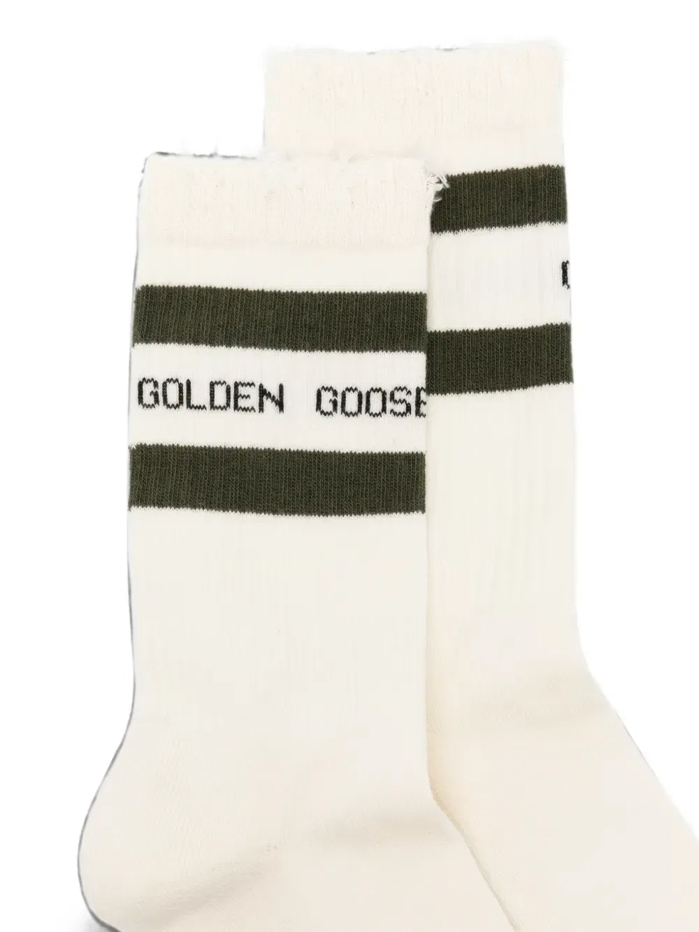 Вязаные носки с рубчатым узором в полоску Golden Goose, бежевый — фото 2