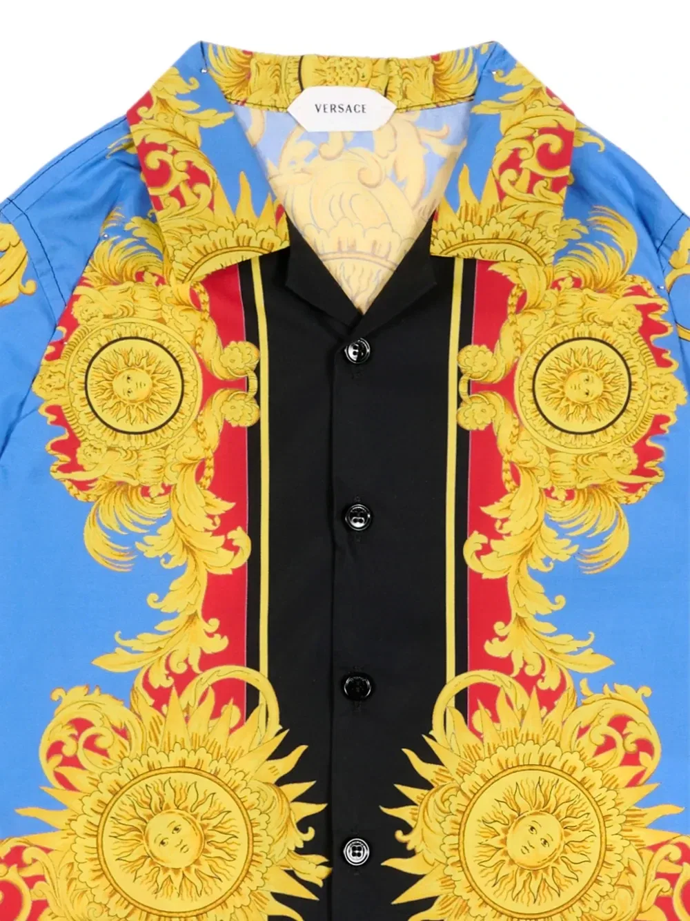 Рубашка с короткими рукавами и принтом барокко Versace Kids, синий — фото 3