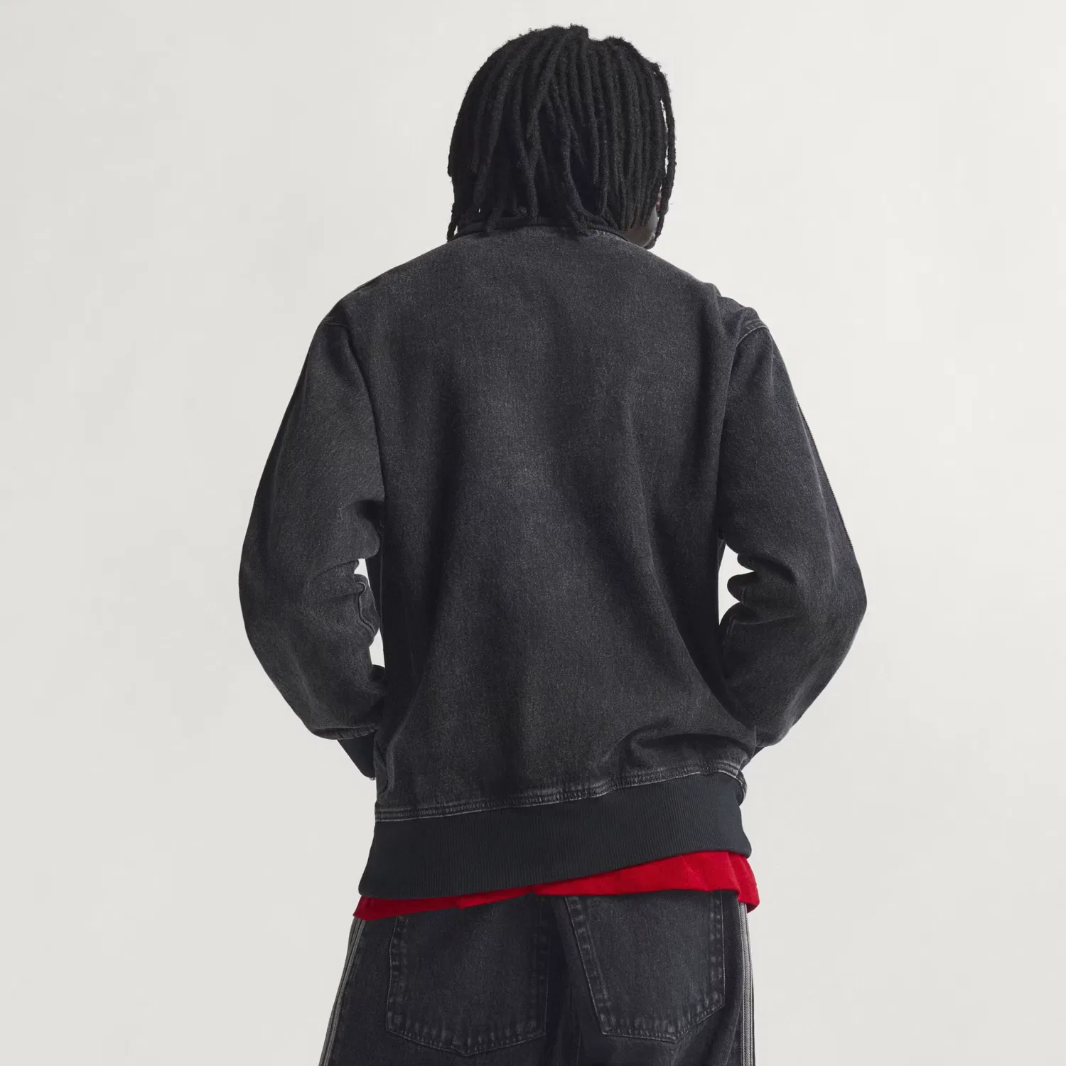 Мужская толстовка на молнии из денима Adicolor Denim Firebird Adidas Originals, черный деним — фото 2