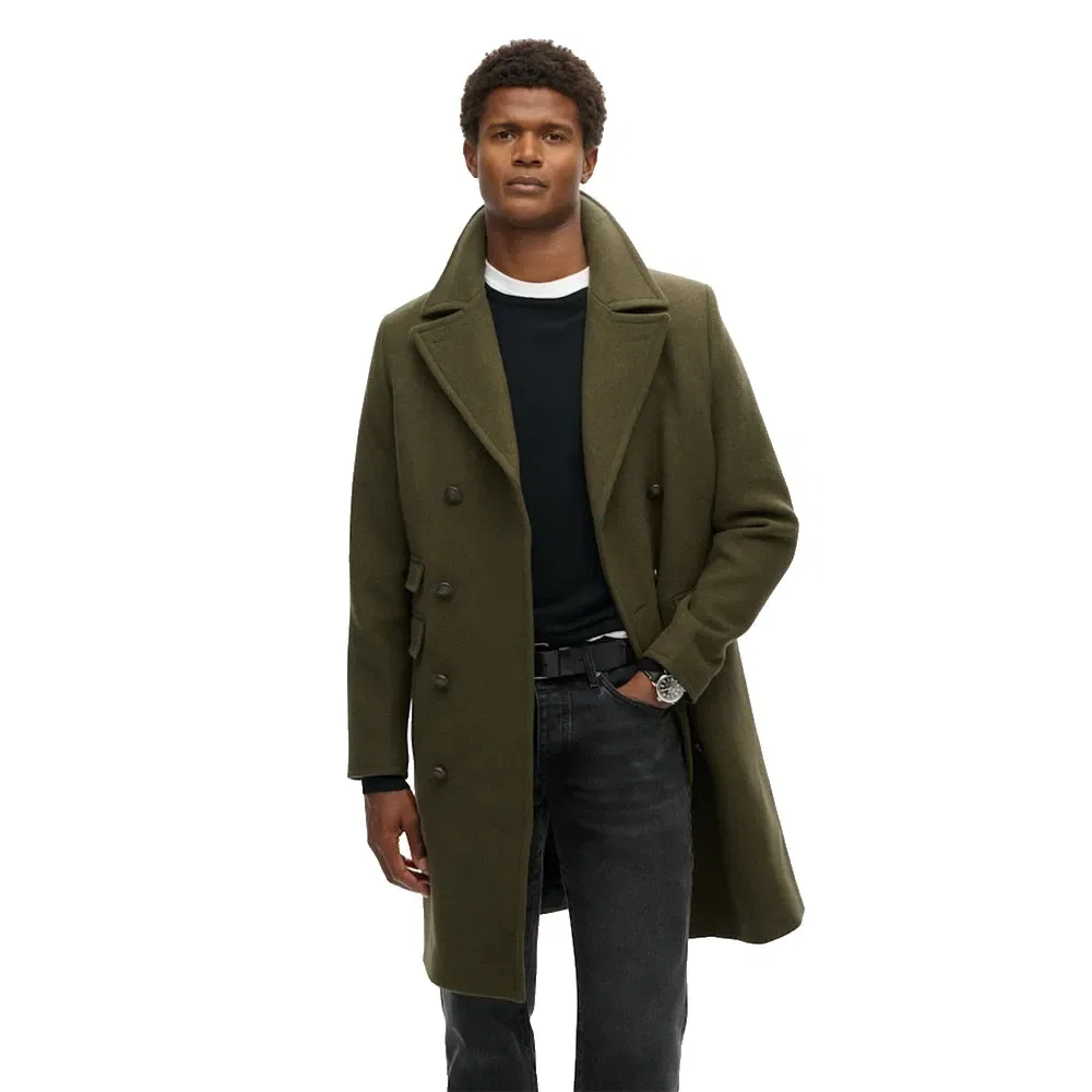 Пальто шерстяное Merchant Superdry, зеленый