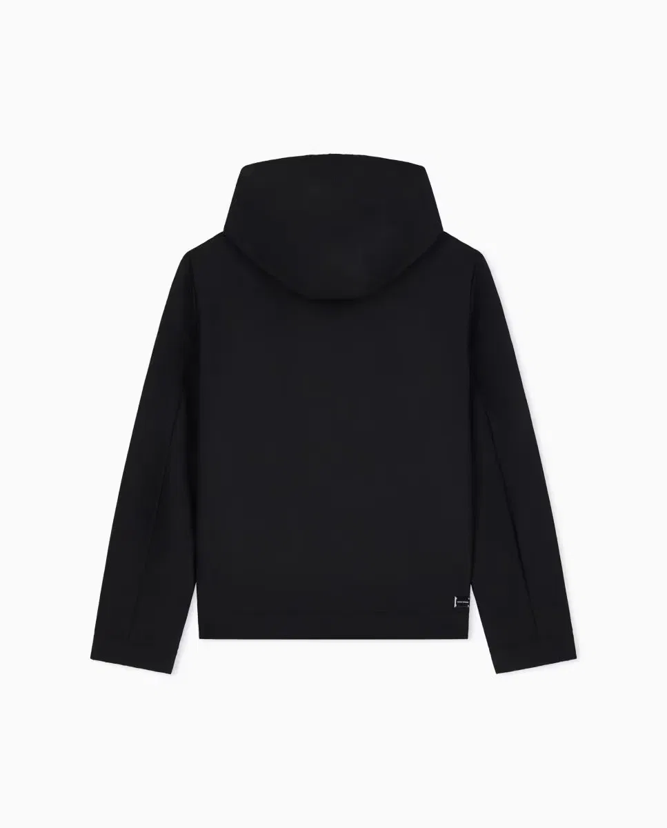 Мужская куртка-бомбер из сейрсакера с капюшоном Emporio Armani, Negro — фото 4
