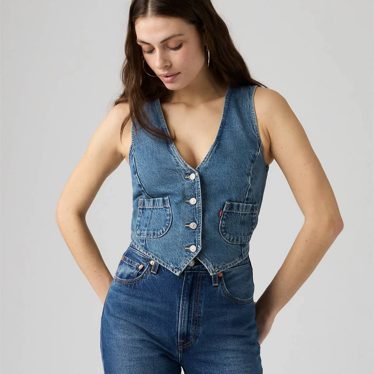 Джинсовый жилет классического кроя Levi's, Let'S Party Vest - Medium Wash