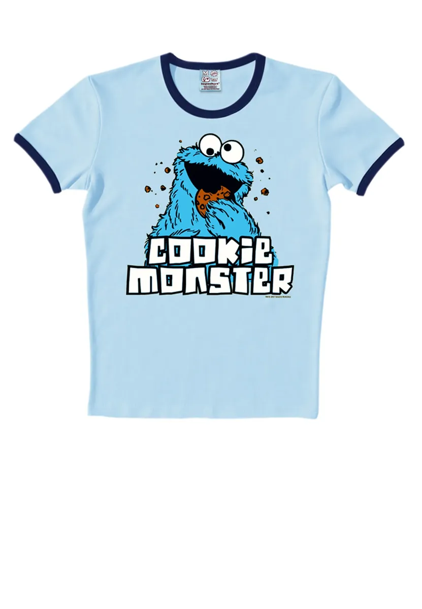 

Logoshirt Футболка "Cookie Monster" с контрастными манжетами, белый