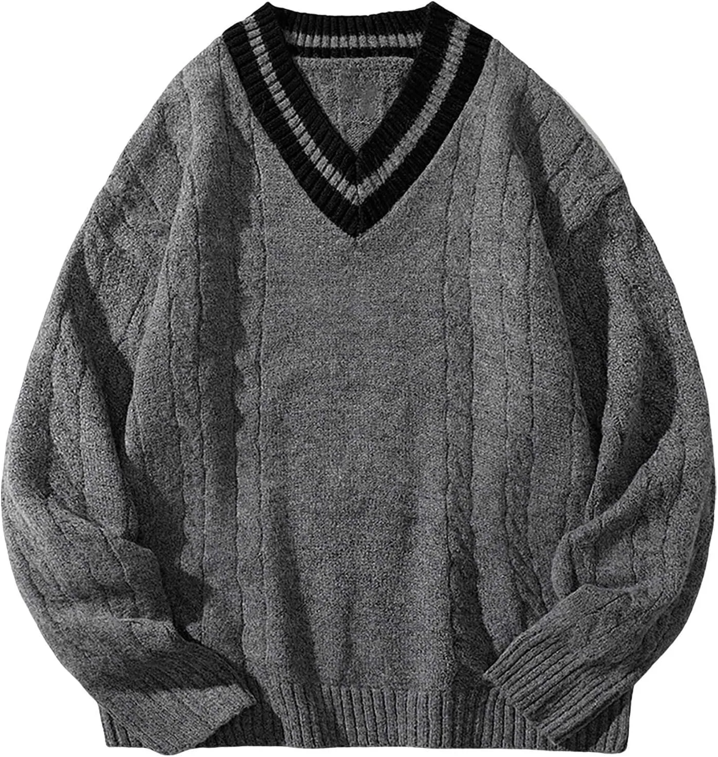 

Мужской свитер V-образным вырезом Color Block с длинными рукавами