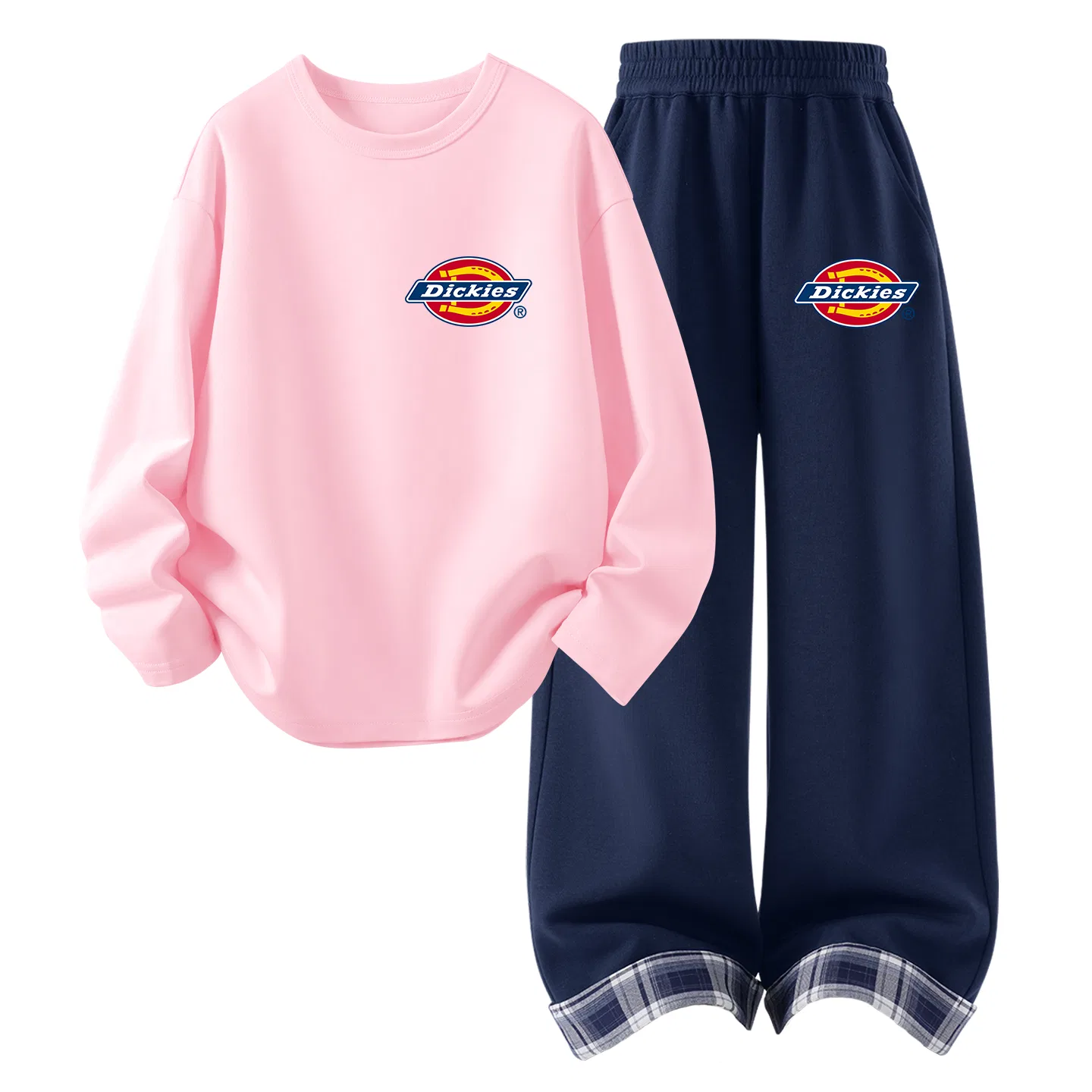 Детский комплект из двух свитшотов с принтом Elegant Logo Thick K, Dickies, Light Pink/Navy Blue