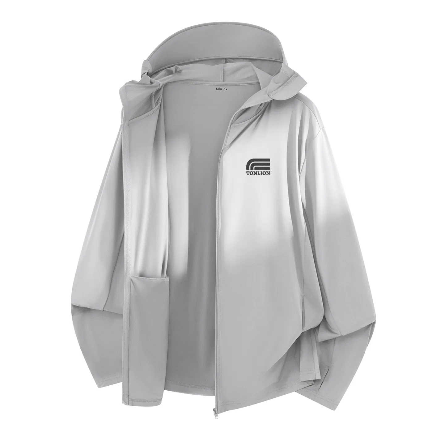 Детская куртка-солнцезащитка с капюшоном Tonlion, Цвет: light gray (ta cool gray arch bridge chest badge)