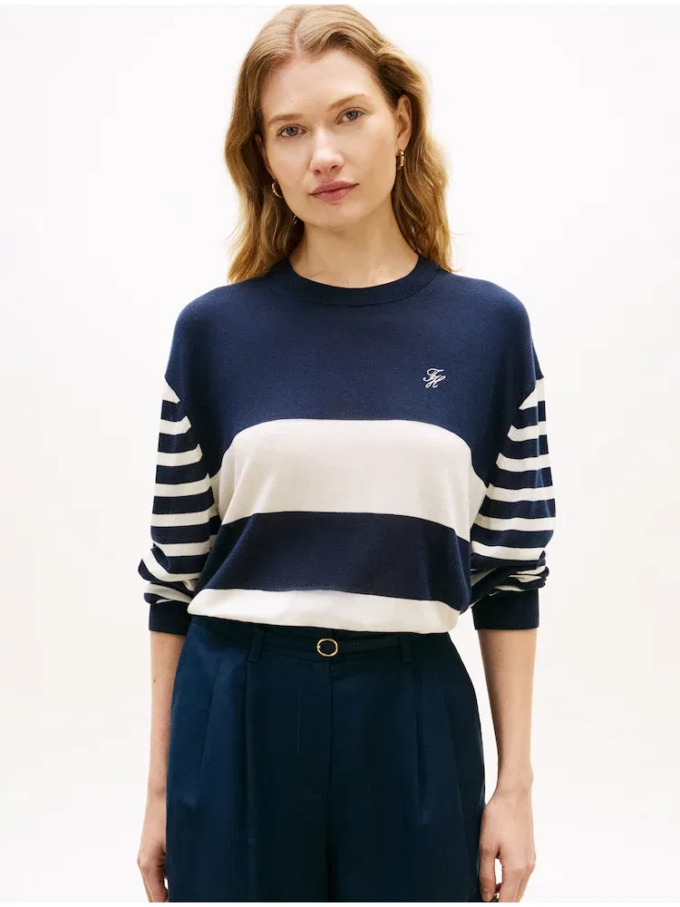 Свитер с круглым вырезом, полосатый TOMMY HILFIGER, Blue — фото 2