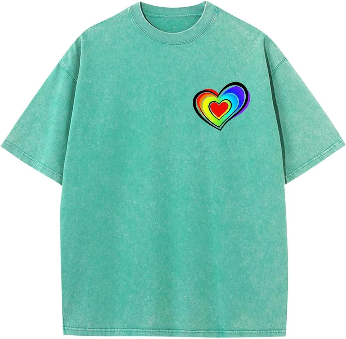 Мужская футболка с принтом Love Heart, Mint Green — фото 2