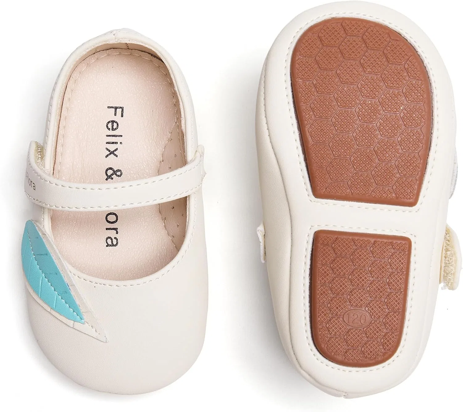 Детские туфли Мэри Джейн на мягкой подошве Moccasins Rubber Sole Crib Shoes Felix & Flora, Apricot