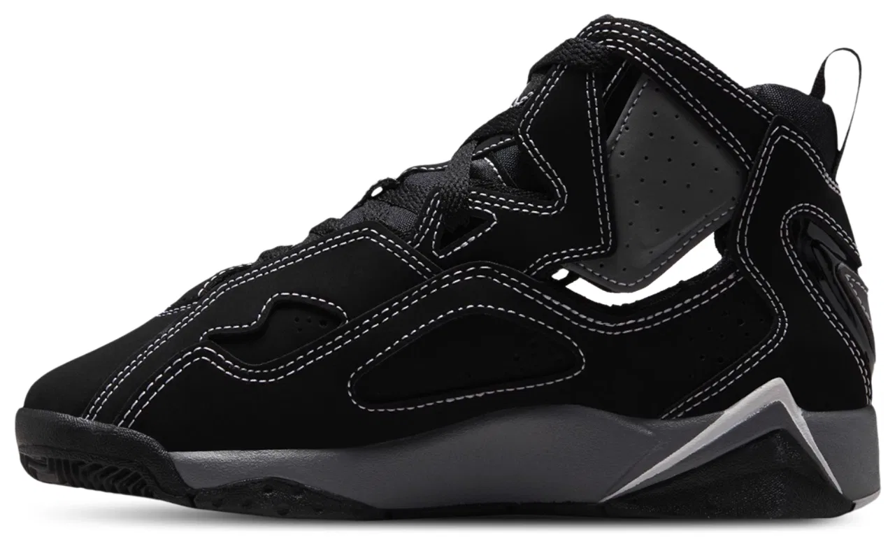 Детские баскетбольные кроссовки с кожаным верхом True Flight Jordan, Black Silver — фото 2