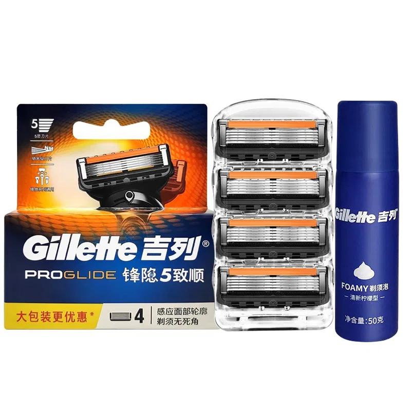 Мужской сменный картридж для бритвы Gillette, 4 шт, Cutter head + whisker bubble