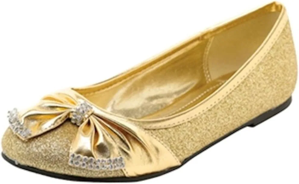 Детские туфли для девочек с бантом и стразами Lasonia, Gold