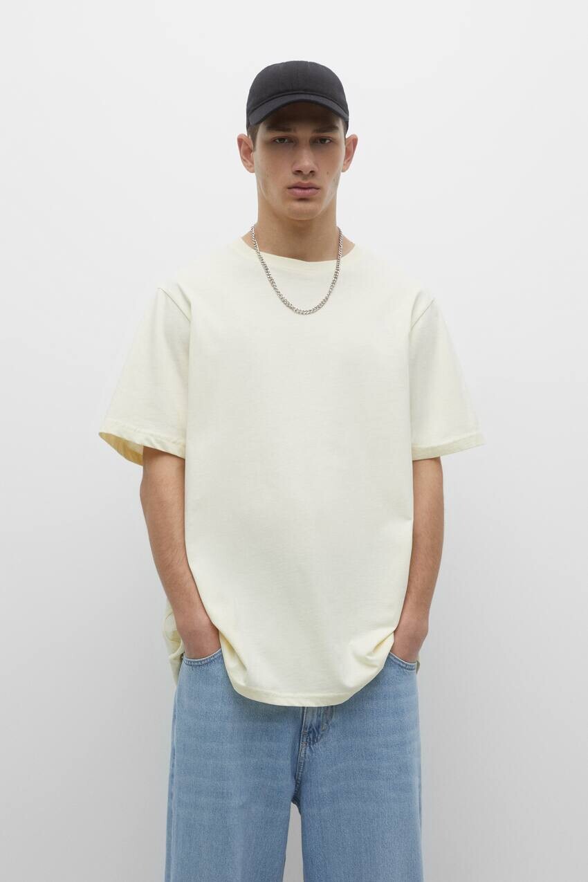 

Базовая хлопковая футболка с короткими рукавами Pull&Bear, желтый