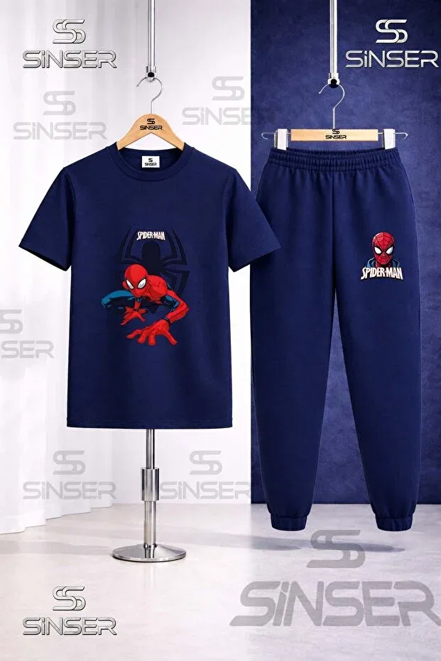 Детский комплект футболки и штанов с принтом Ss Sinser, Black - Gray - Navy Blue — фото 4