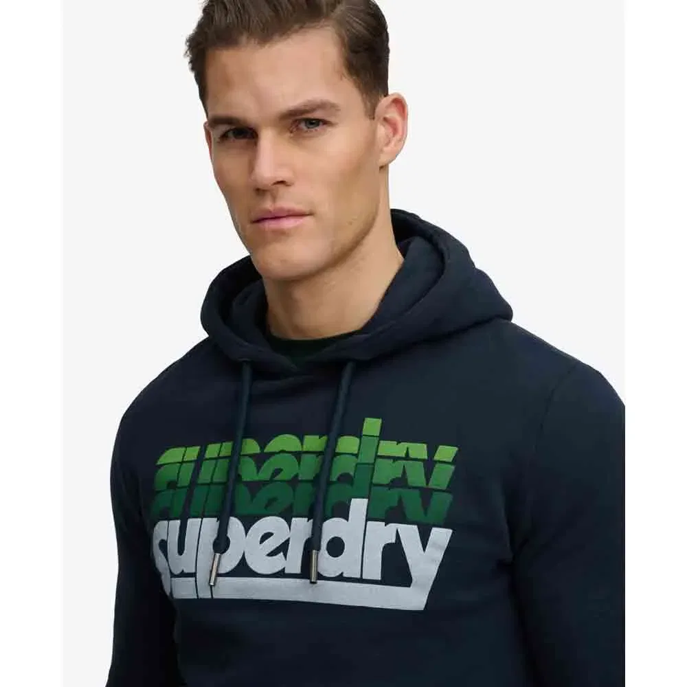 Худи Superdry Stacked, синий — фото 3