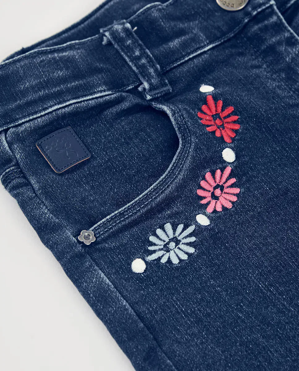 Детские джинсы для девочек из денима Vaquero Boboli, Azul Denim — фото 2