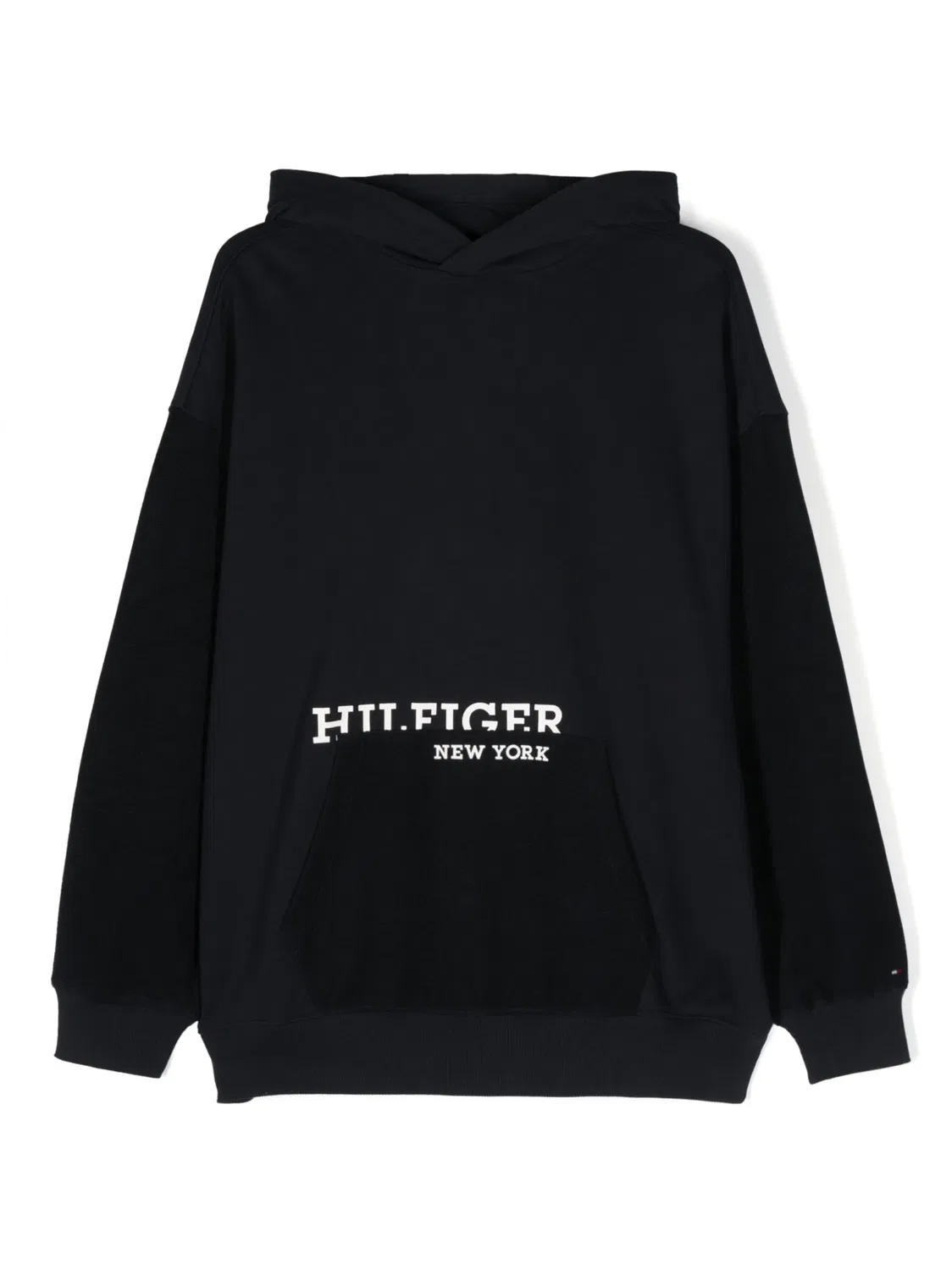 Tommy Hilfiger Темно-синее хлопковое худи с логотипом