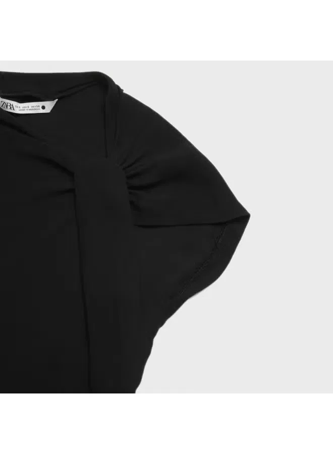 Блузка без рукавов свободная Zara, черный — фото 4