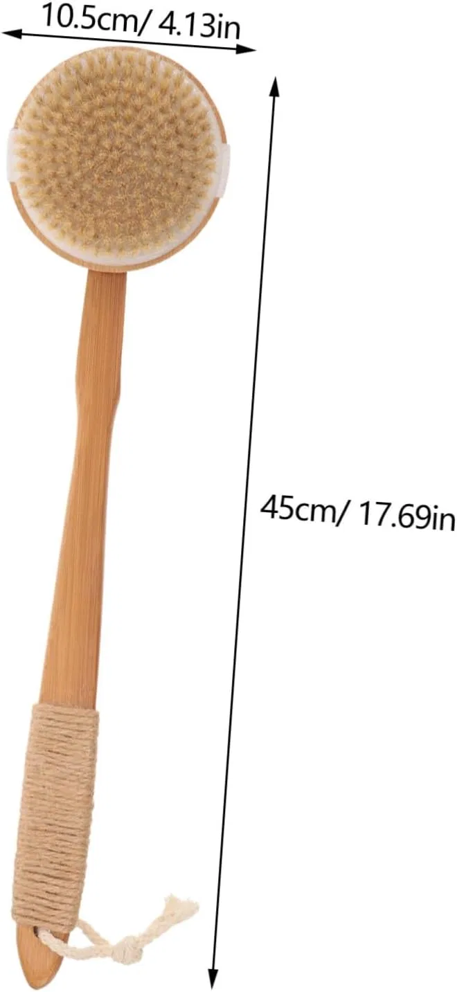 Щетка для тела с длинной ручкой, DECOMELODY, 45x10.5x4 см, Khaki — фото 2