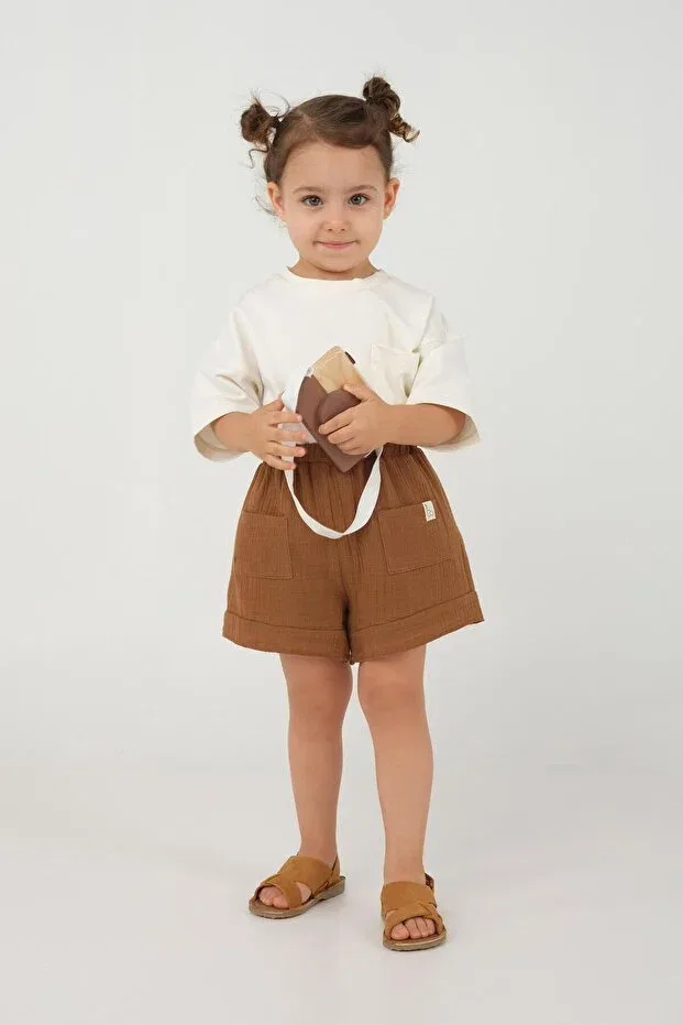 Детские шорты для девочек с рюшами Mioma Kids, Brown — фото 4
