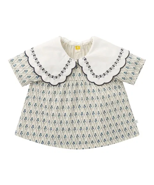 Детский комплект для девочек с цветочным принтом, модель Flower Print, moimoln, Navy — фото 3
