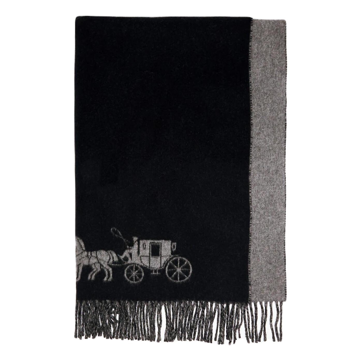 

Шарф Coach Outlet Horse And Carriage Double Face Oversized Muffler, черный/серый