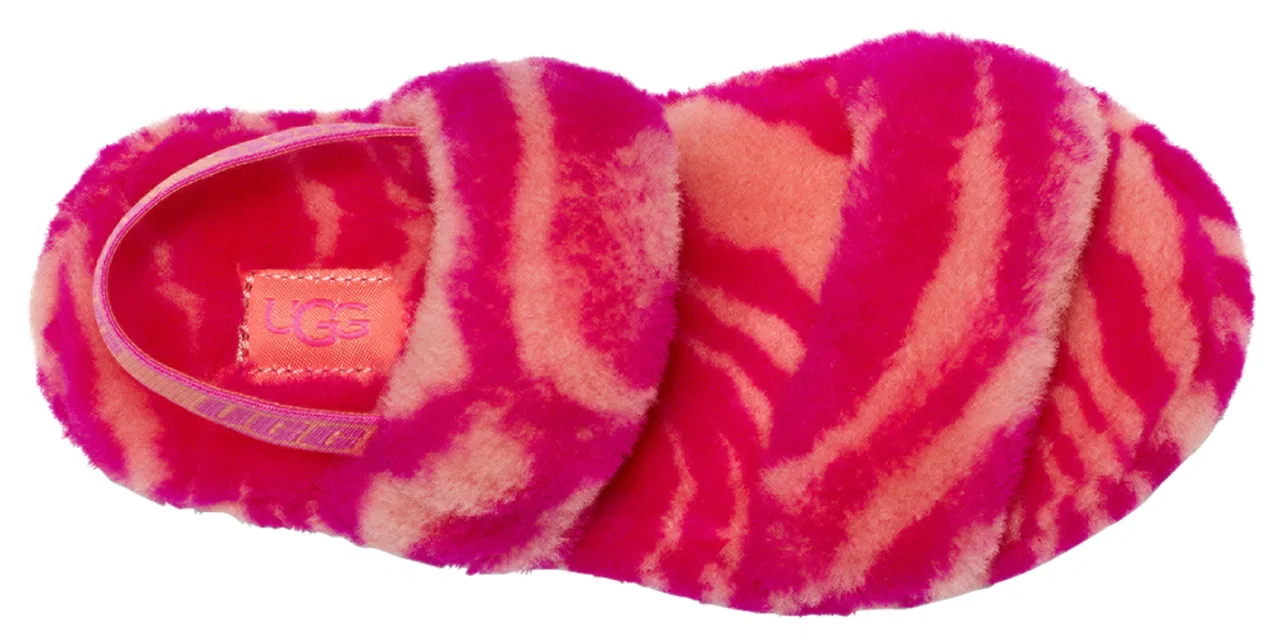 Детские шлепанцы для девочек с подкладкой из овчины Oh Yeah UGG, розовый/черный — фото 4