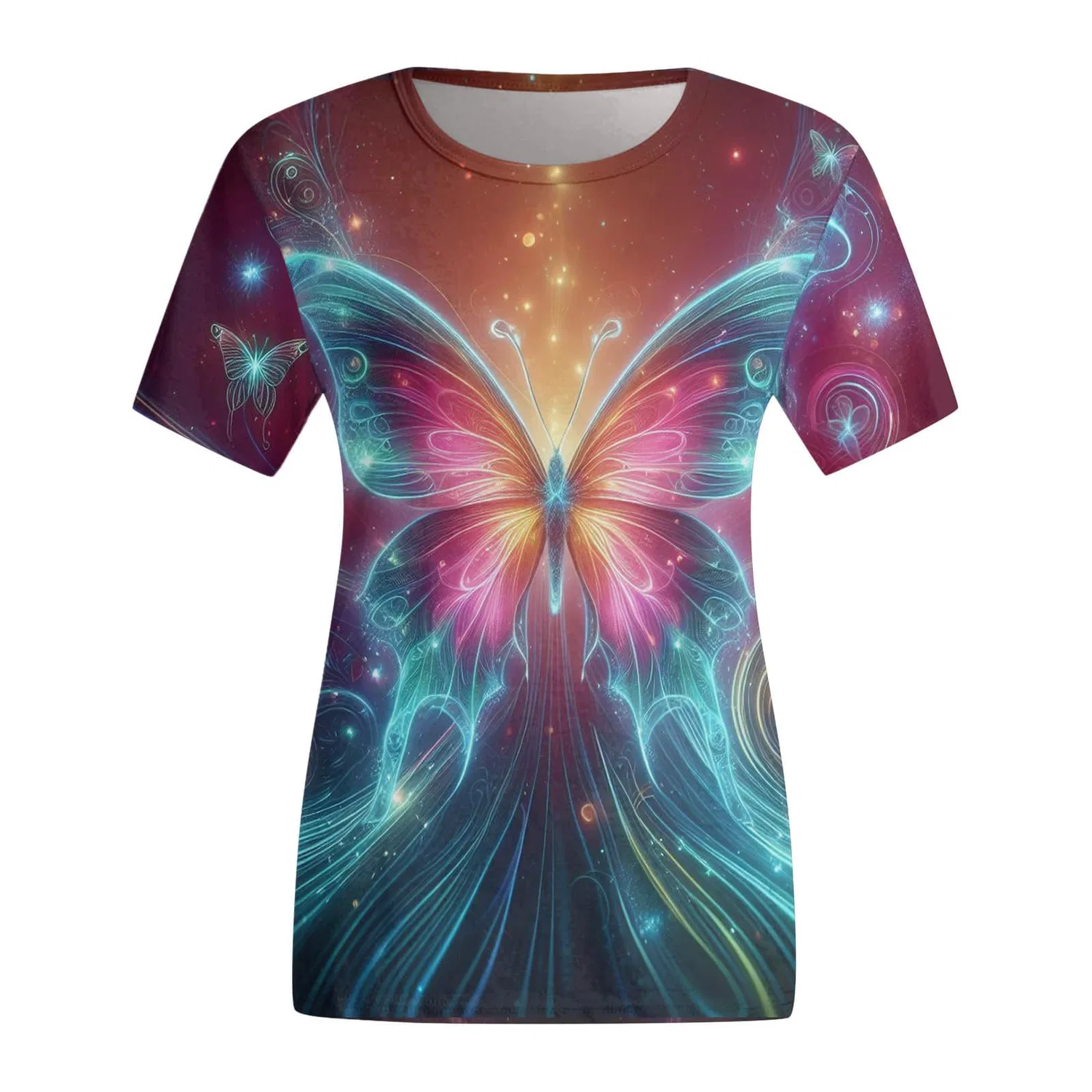 Женская футболка с принтом Casual Fashion Printed Round Neck Short Sleeve Blouse Shirt, D-sky Blue — фото 3