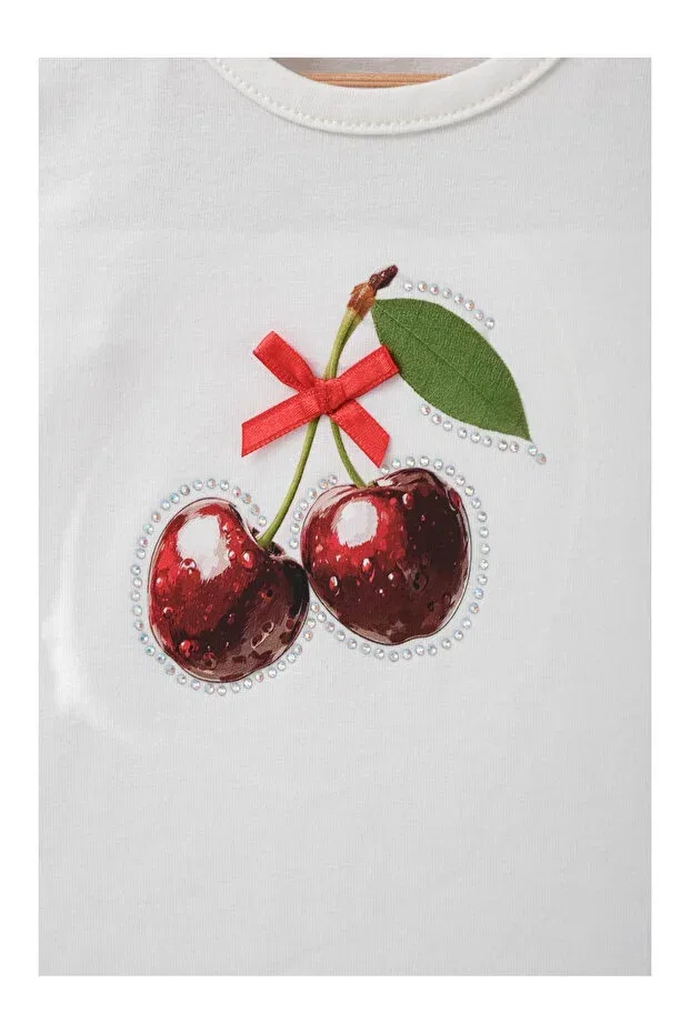 Детский комплект для девочек хлопковый Cherry Summer Skirt Set Mini Baray, Red — фото 3
