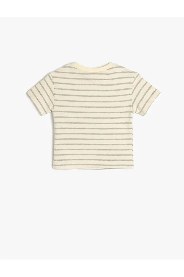 Детская футболка для мальчиков с полоской Koton, Ecru Striped — фото 2