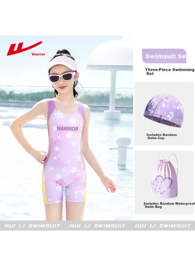 Купальник спортивный слитный для девочек Warrior Pull Back, фиолетовый