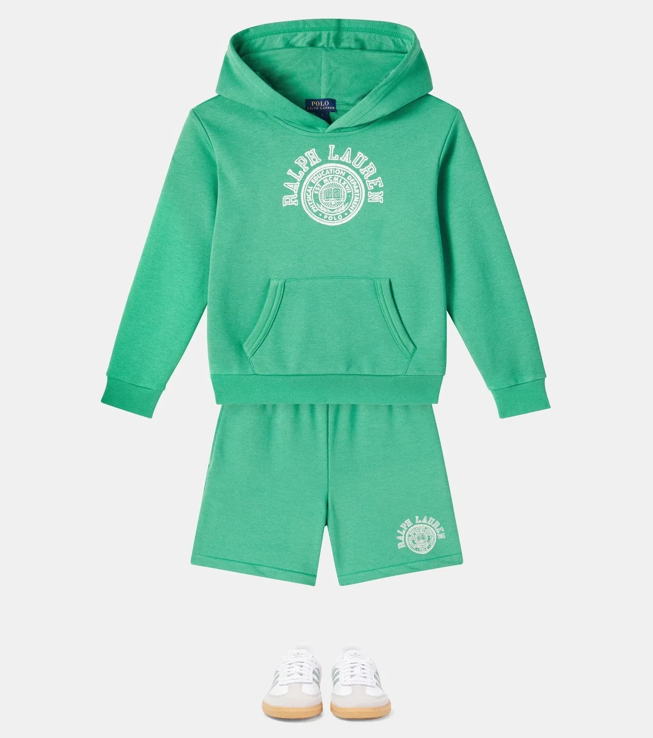Худи с капюшоном из смесового хлопка Polo Ralph Lauren Kids, зеленый — фото 2