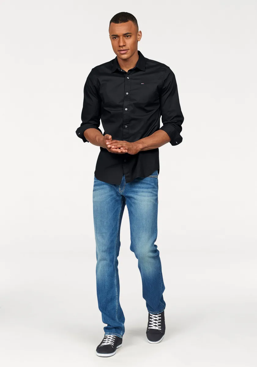 Рубашка с длинными рукавами Tommy Jeans "Sabim Stretch Shirt Shirt", рубашка стрейч, премиум-класса, приталенного кроя, с эластаном, цвет Tommy Black — фото 4