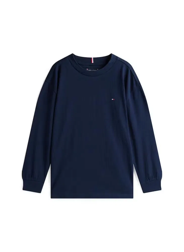 Лонгслив с флагом, модель Essential flag embroidery, Tommy Hilfiger, синий — фото 4