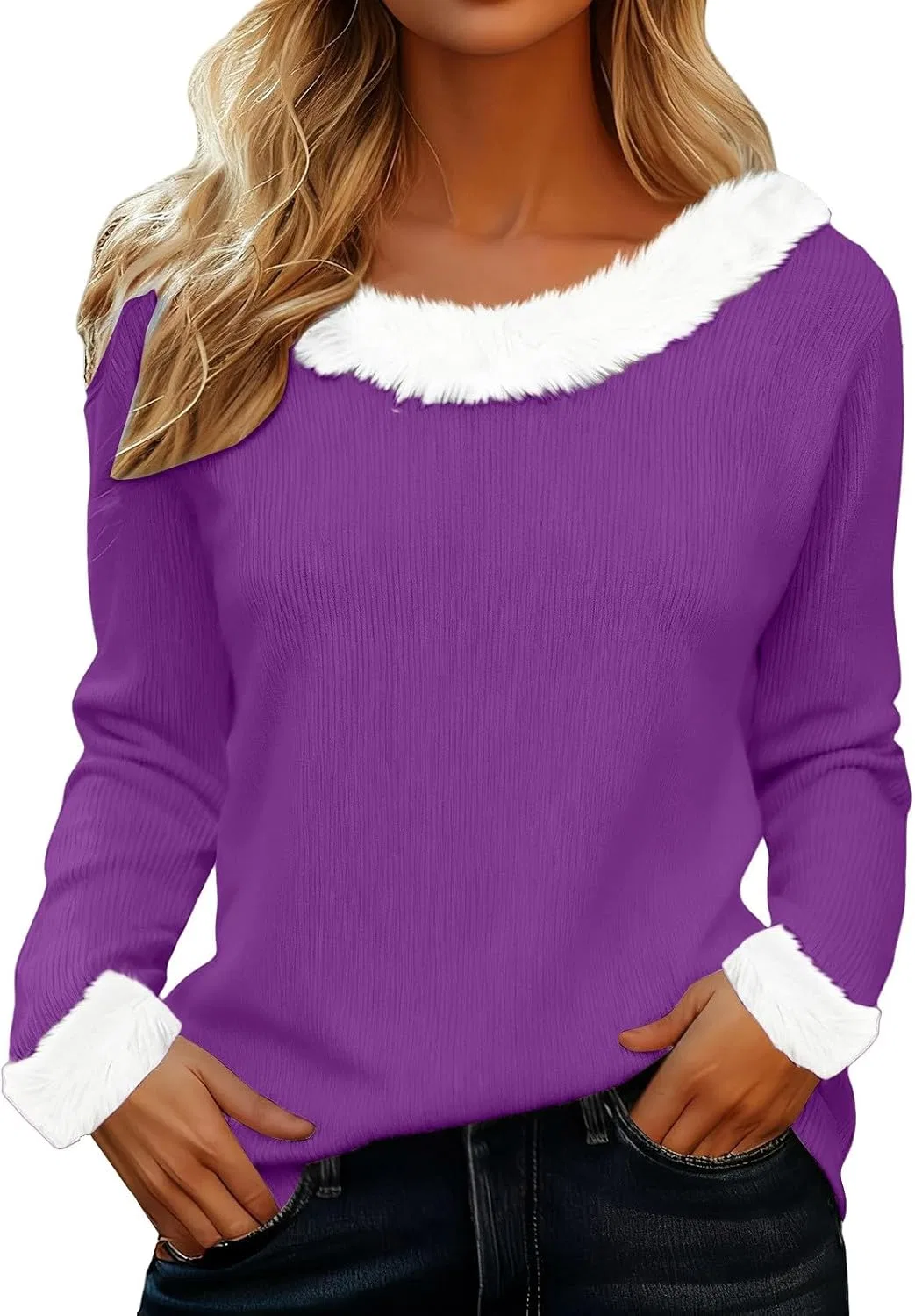 Женский свитшот с принтом Ugly Christmas Sweatshirts, тёмно-фиолетовый