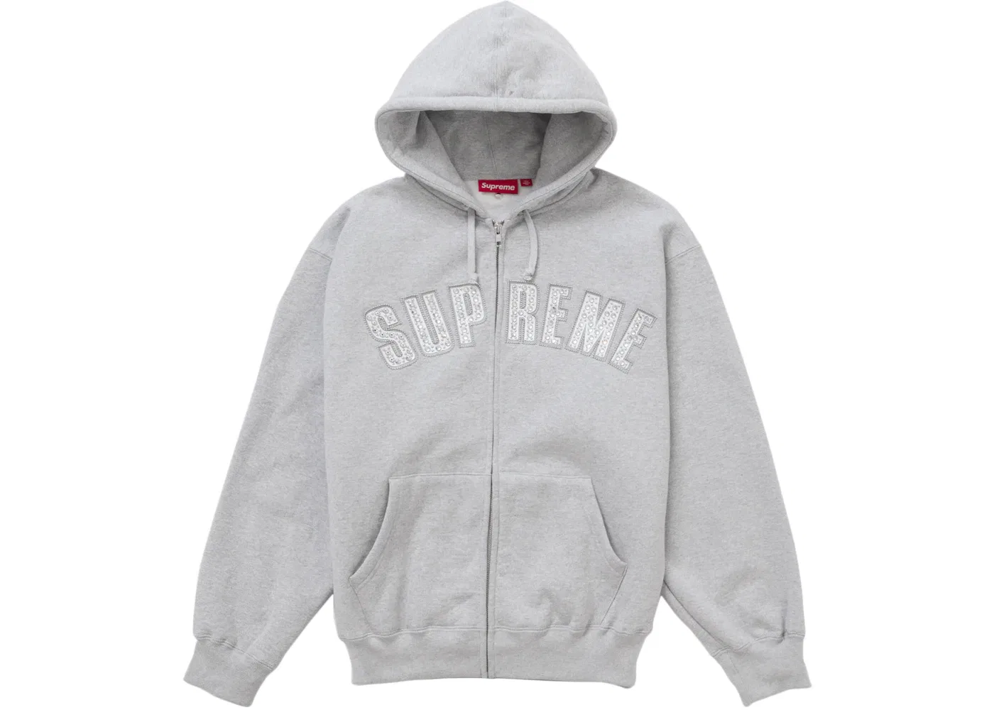Мужской худи на молнии с принтом Supreme bb Simon Zip Up Hooded Sweatshirt Supreme, Heather Grey