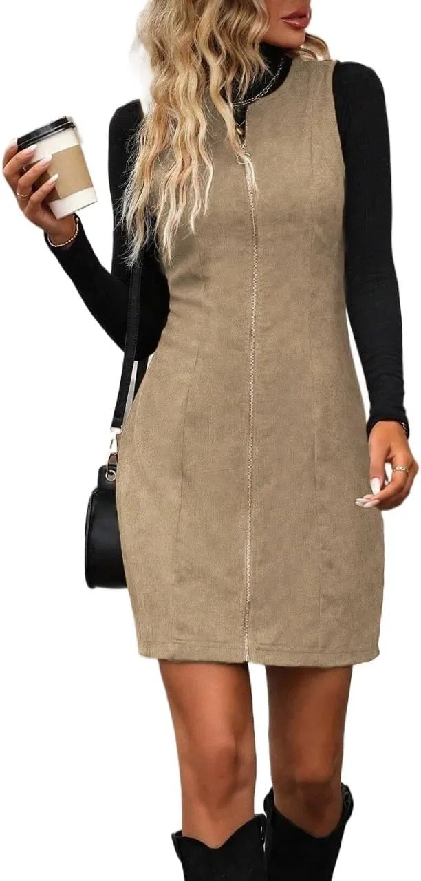 Женское повседневное короткое платье из вельвета Khaki