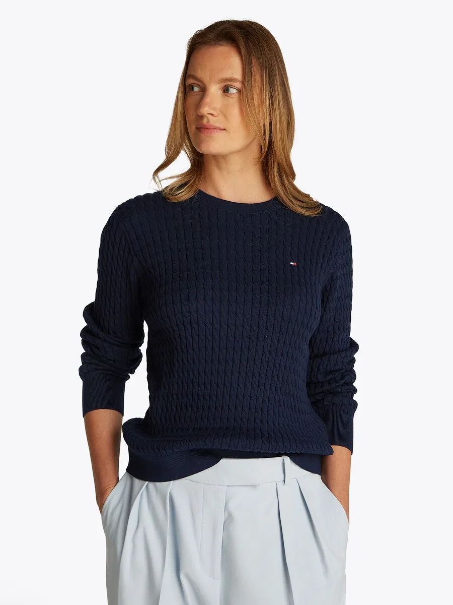 Свитер TOMMY HILFIGER 'Cable' в цвете Marine Blue — фото 3
