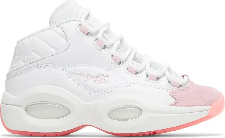 

Кроссовки question mid big kid 'pink toe' Reebok, белый