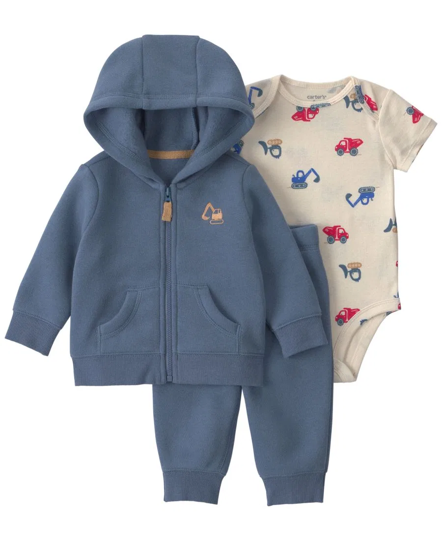 Комплект из 3 предметов для малышей: боди с коротким рукавом, куртка и брюки, с вышивкой Carter's, Blue