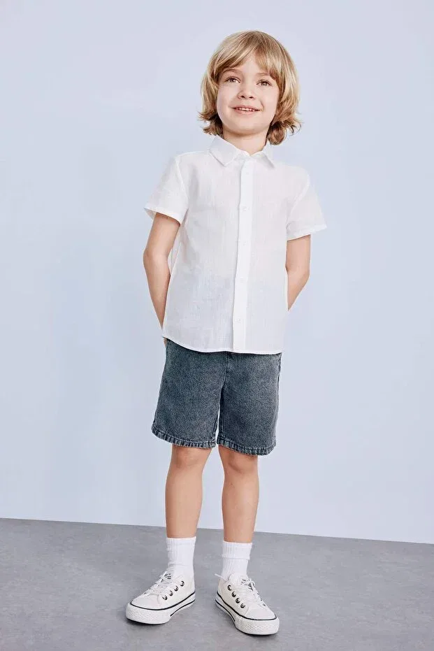 Детские шорты для мальчиков хлопковые Basics Defacto, Anthracite-Nm36