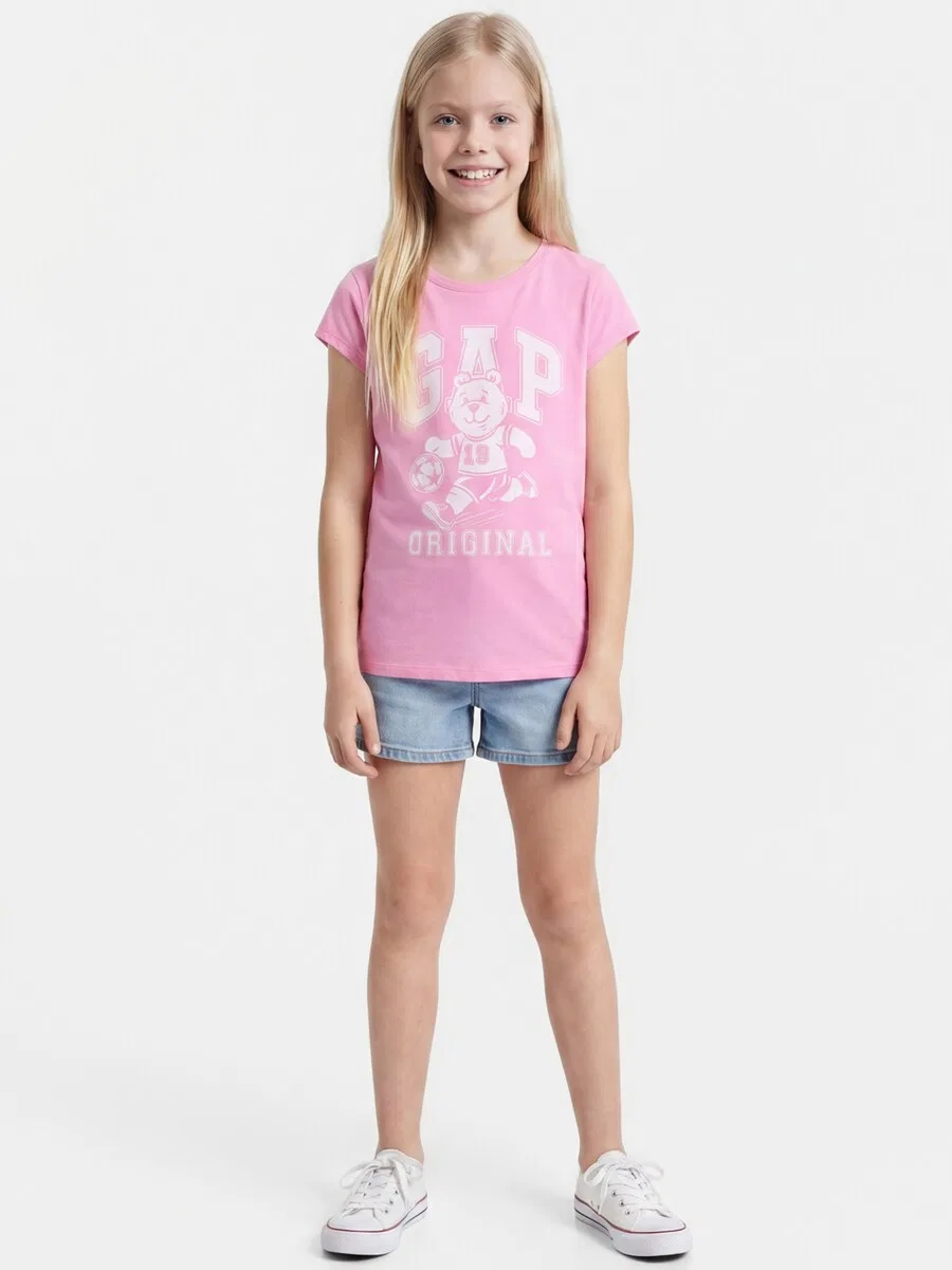 Футболка GAP королевского синего и розового цвета — фото 4