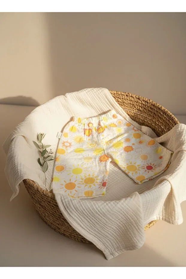 Детские брюки для девочек с принтом Zemze Baby, Yellow — фото 2